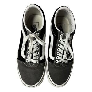 Vans Gray Black White Sidestripe Canvas Shoes Checkered Sidewall Men’s Size 7